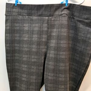 Grey Plaid Pull-On Preppy Work Pants